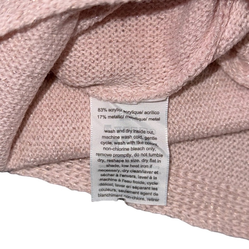 NWT Tommy Hilfiger Metallic Knit Sweater Light Pink 3/4 Sleeve Pullover Sz Large - Picture 6 of 9